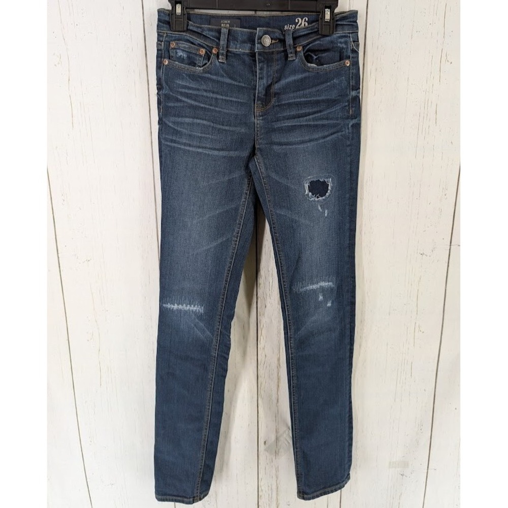 J‎ Crew Size 26 Reid Medium Wash Distressed Womens Casual Skinny Jeans NWT